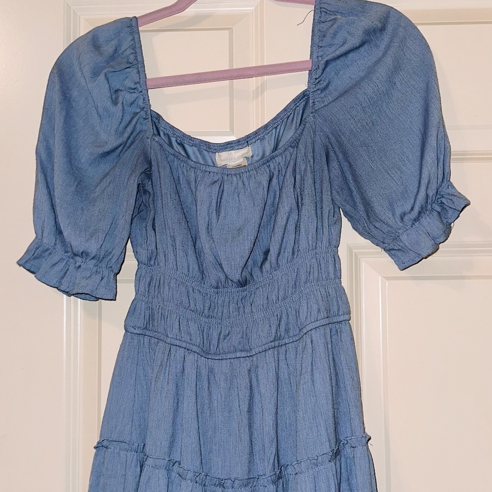 Altar's State Midi Short Sleeve Blue Dress